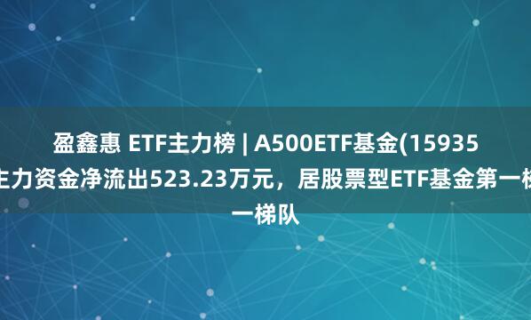 盈鑫惠 ETF主力榜 | A500ETF基金(159356)主力资金净流出523.23万元，居股票型ETF基金第一梯队